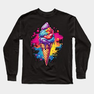 Summer colorful ice cream graffiti art Long Sleeve T-Shirt